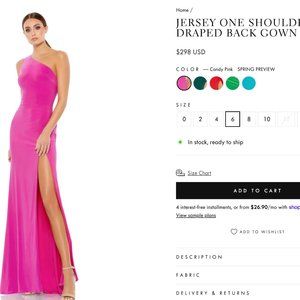 MAC DUGGAL JERSEY ONE SHOULDER DRAPED BACK GOWN